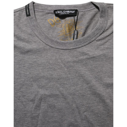 Dolce & Gabbana Grey Cotton Short Sleeves Crew Neck T-shirt