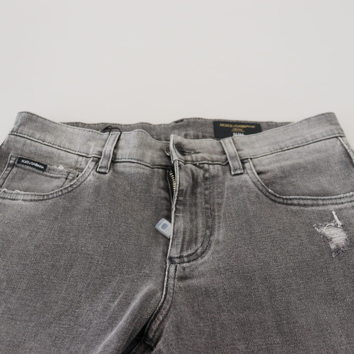 Dolce & Gabbana Grey Washed Cotton Skinny Denim Jeans