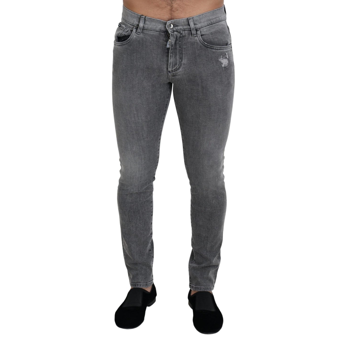 Dolce & Gabbana Grey Washed Cotton Skinny Denim Jeans