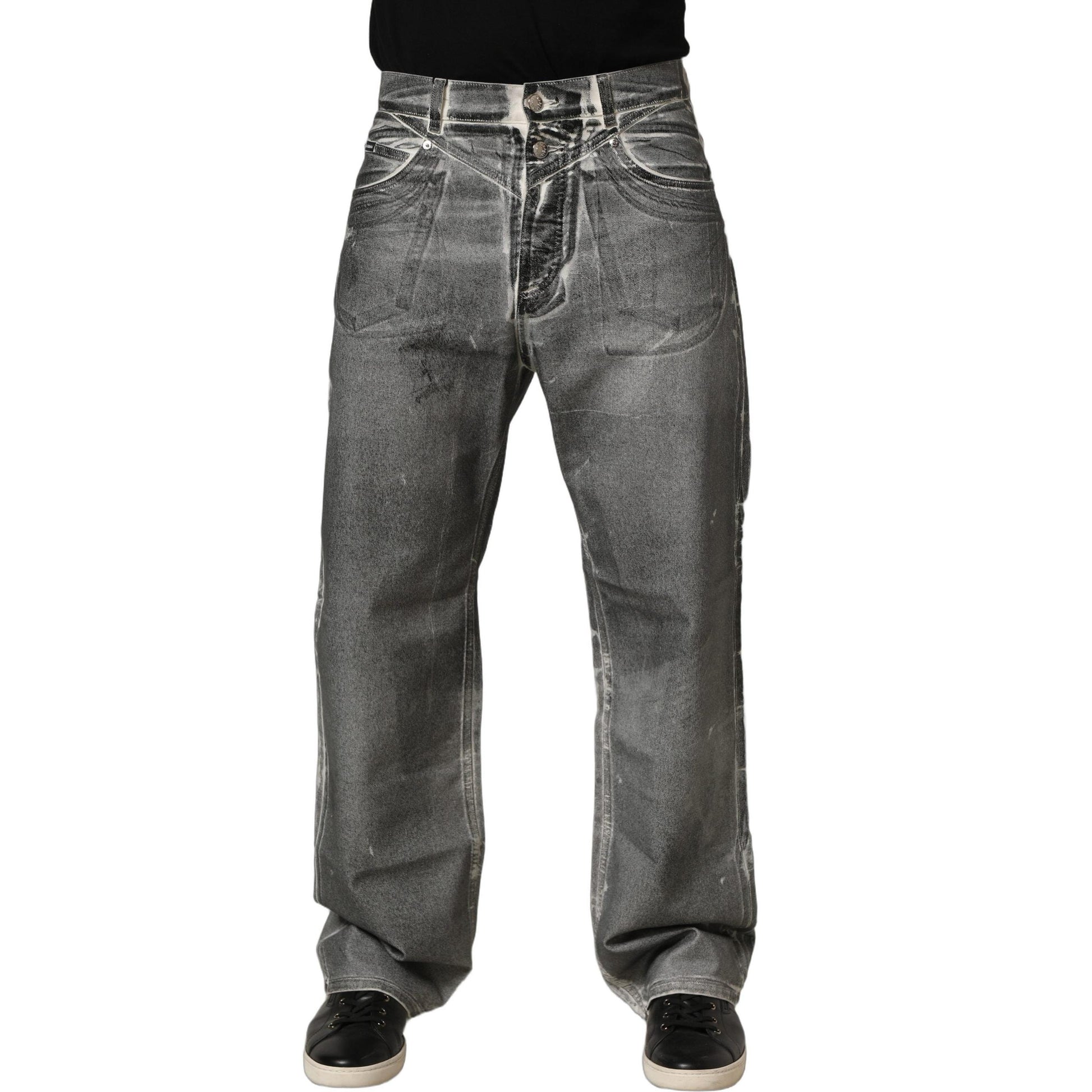Dolce & Gabbana Grey Washed Mid Waist Straight Denim Jeans