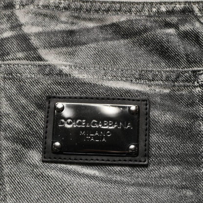 Dolce & Gabbana Grey Washed Mid Waist Straight Denim Jeans