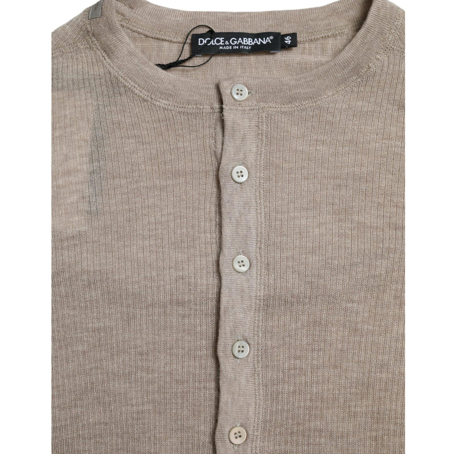 Dolce & Gabbana Henley Pullover Beige Cashmere Sweater