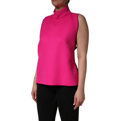 Dolce & Gabbana Hot Pink Wool Backless Sleeveless Tank Top