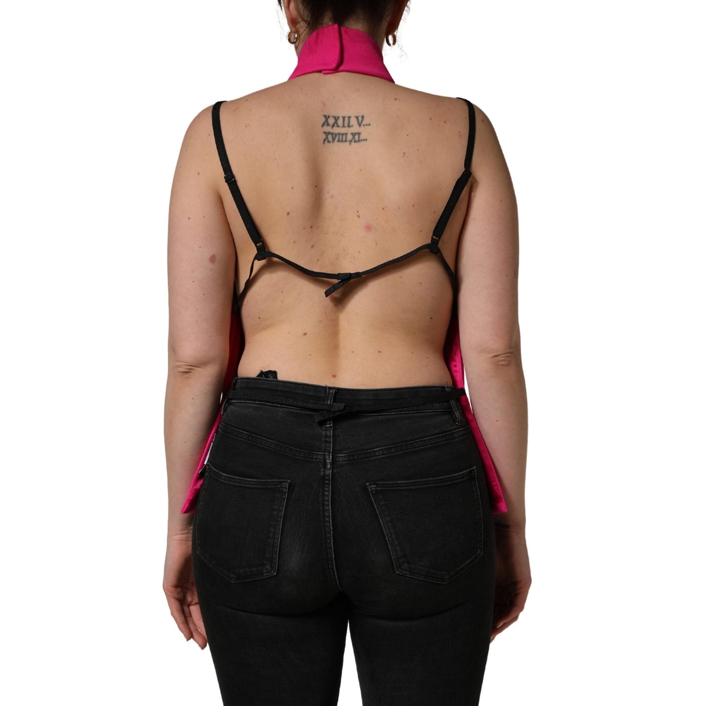 Dolce & Gabbana Hot Pink Wool Backless Sleeveless Tank Top