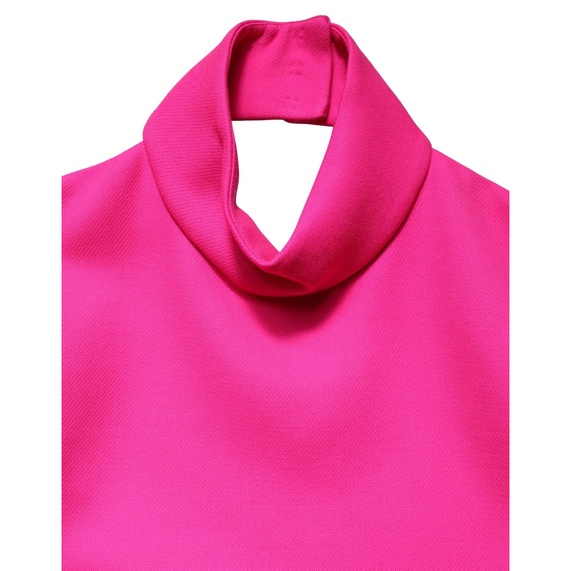 Dolce & Gabbana Hot Pink Wool Backless Sleeveless Tank Top