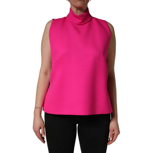 Dolce & Gabbana Hot Pink Wool Backless Sleeveless Tank Top
