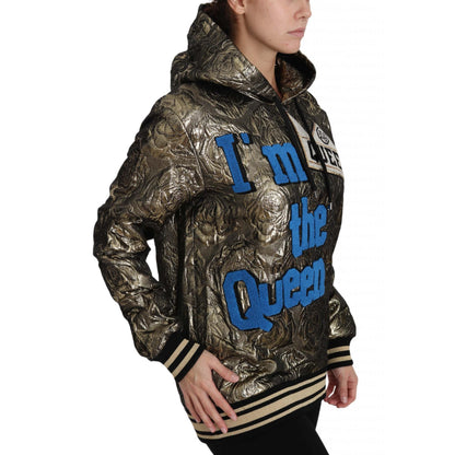 Dolce & Gabbana Im The Queen Jaquard Gold Sweatshirt Hoodie