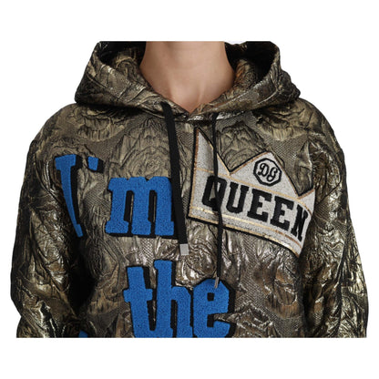 Dolce & Gabbana Im The Queen Jaquard Gold Sweatshirt Hoodie