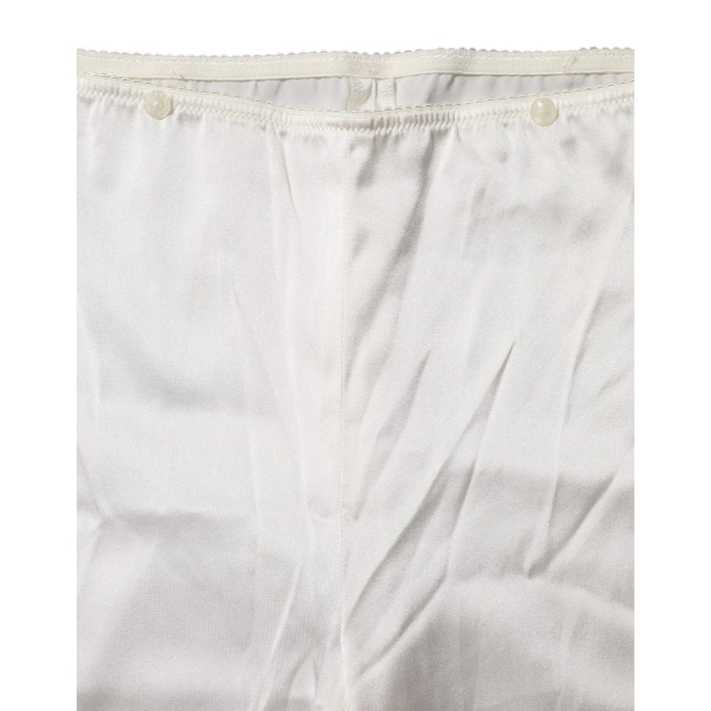 Dolce & Gabbana Ivory Silk Tapered High Waist Pants