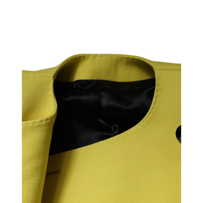 Dolce & Gabbana Lemon Yellow Wool Long Sleeves Cropped Coat Jacket
