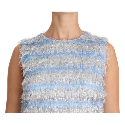 Dolce & Gabbana Light Blue Silver Shift Gown Dress
