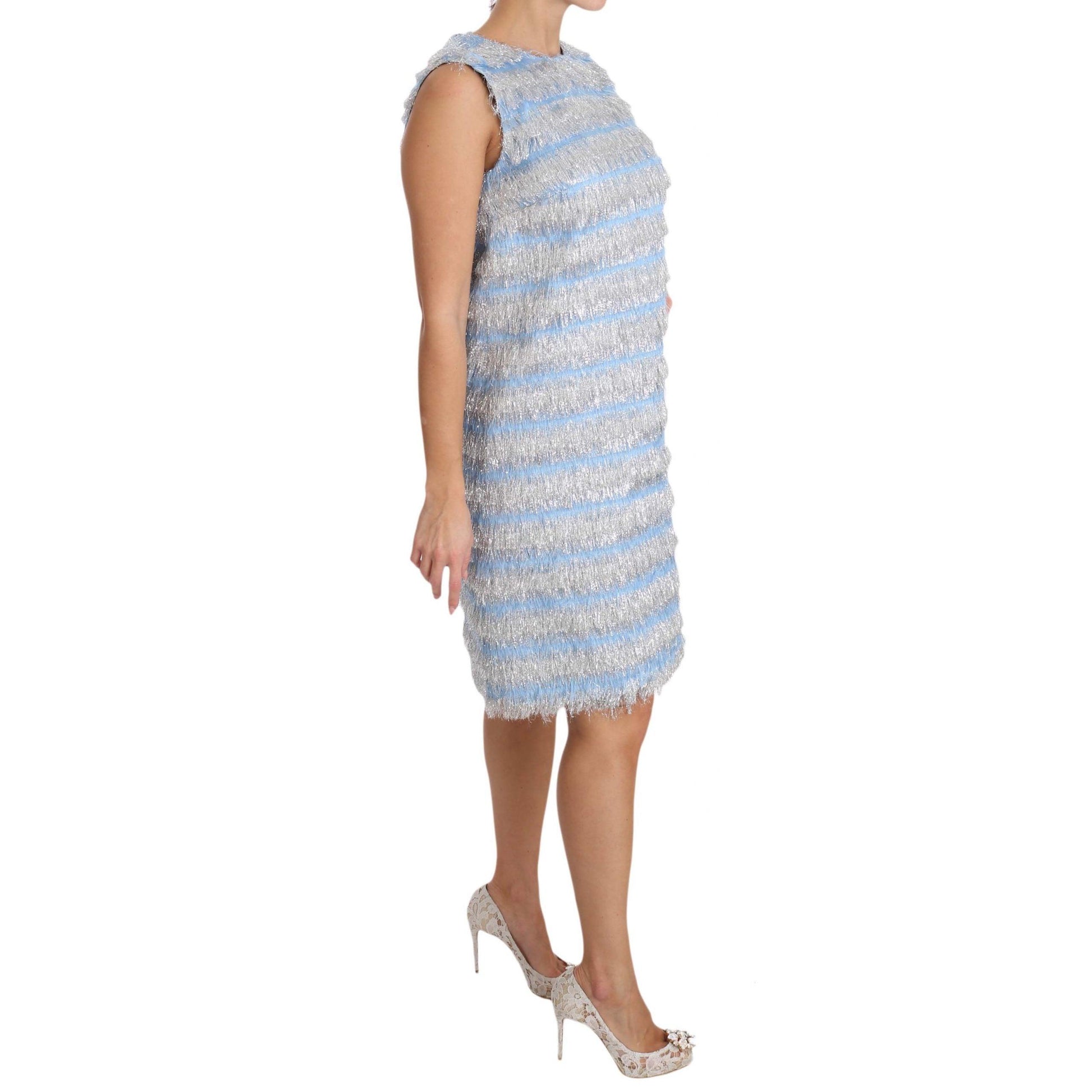 Dolce & Gabbana Light Blue Silver Shift Gown Dress