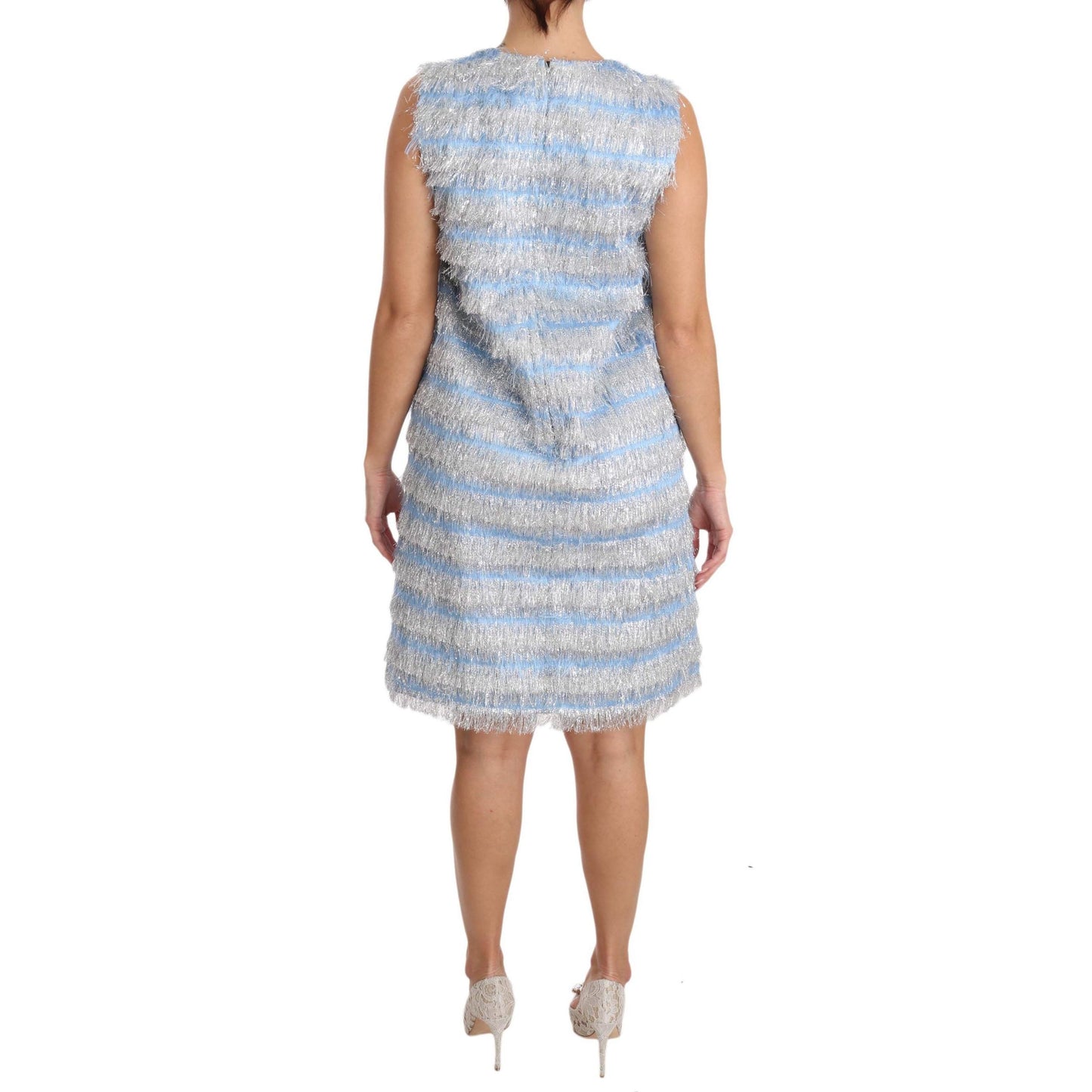 Dolce & Gabbana Light Blue Silver Shift Gown Dress