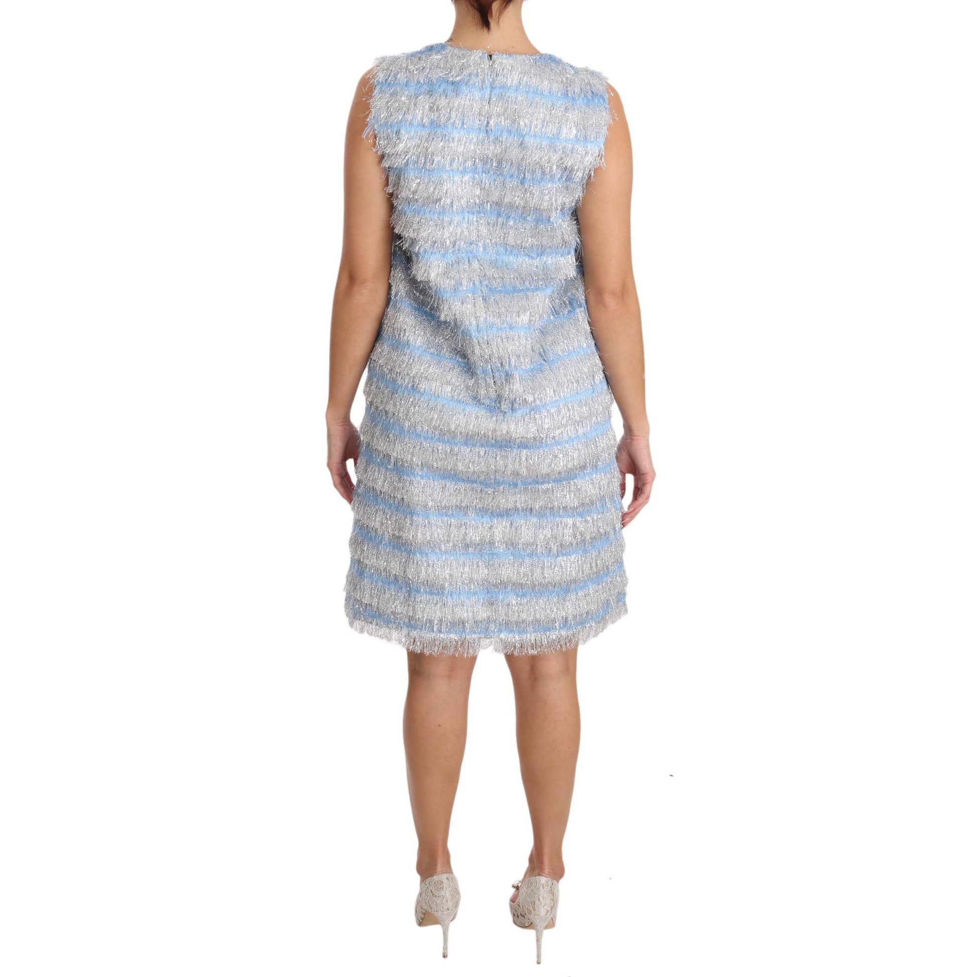 Dolce & Gabbana Light Blue Silver Shift Gown Dress