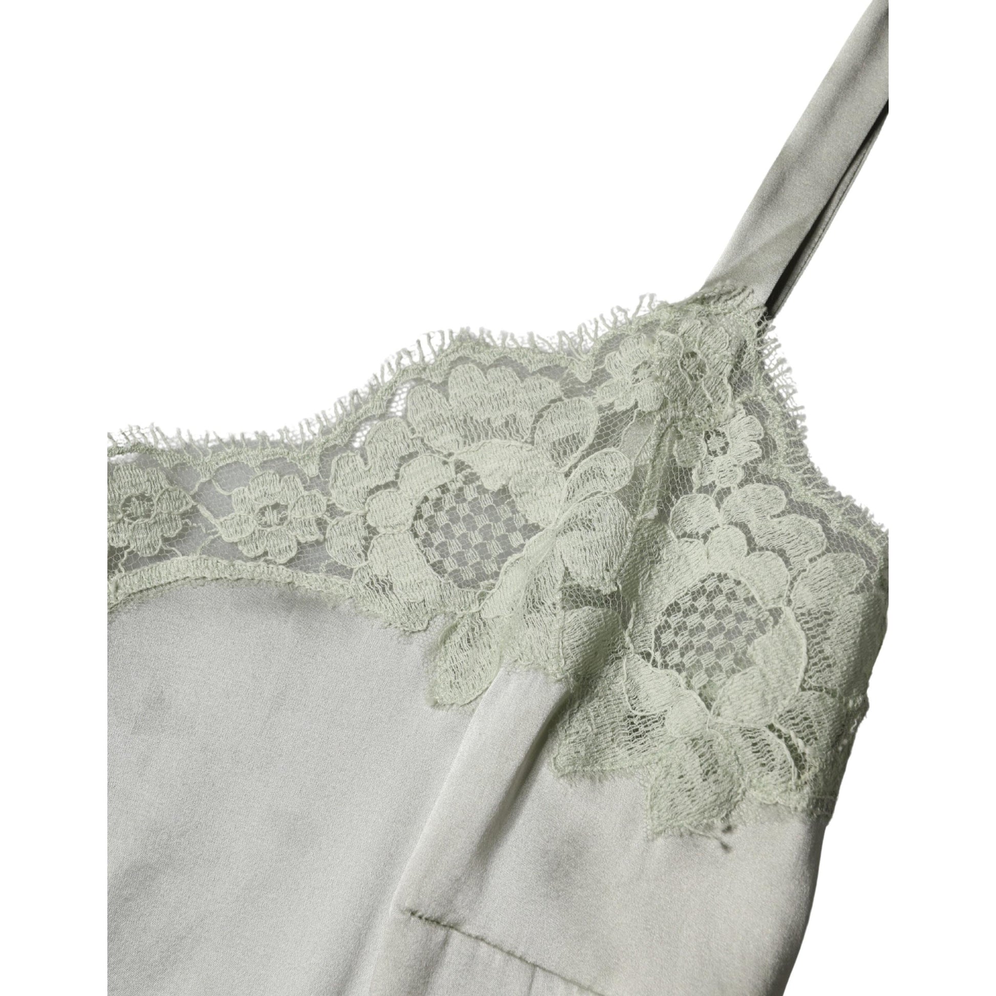 Dolce & Gabbana Light Green Floral Lace Lingerie Top Underwear