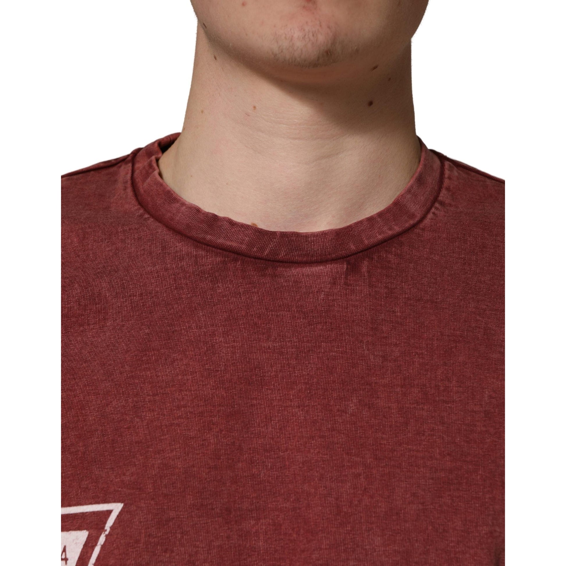 Dolce & Gabbana Maroon Print Round Neck Short Sleeve T-shirt