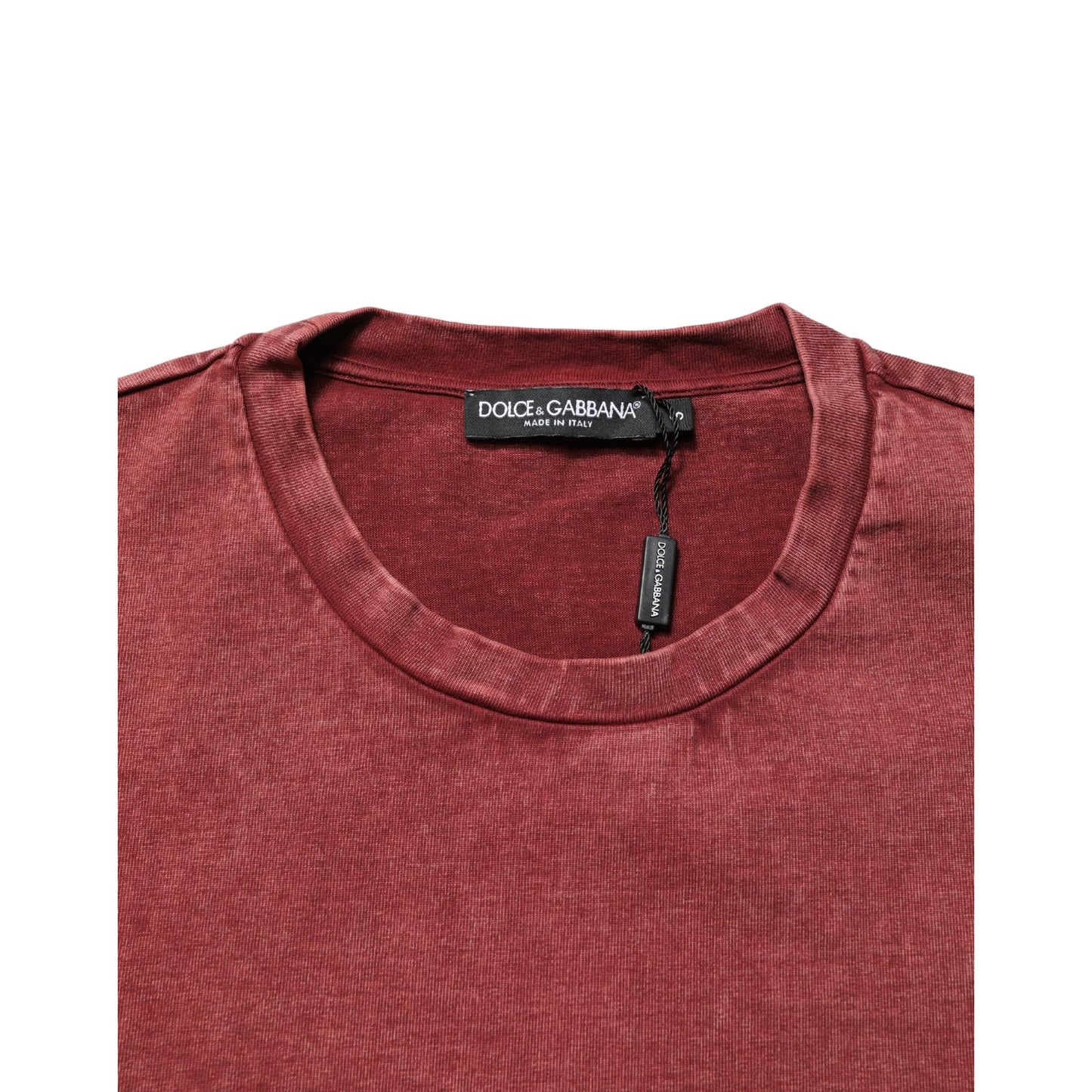 Dolce & Gabbana Maroon Print Round Neck Short Sleeve T-shirt