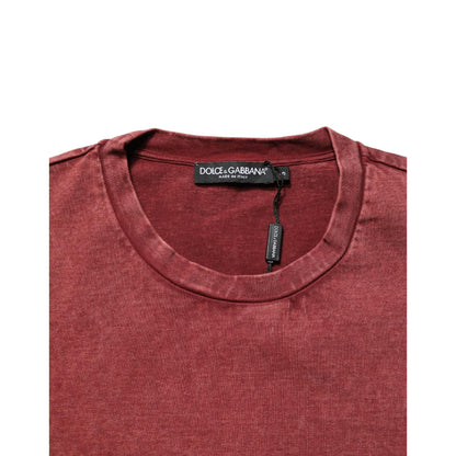 Dolce & Gabbana Maroon Print Round Neck Short Sleeve T-shirt