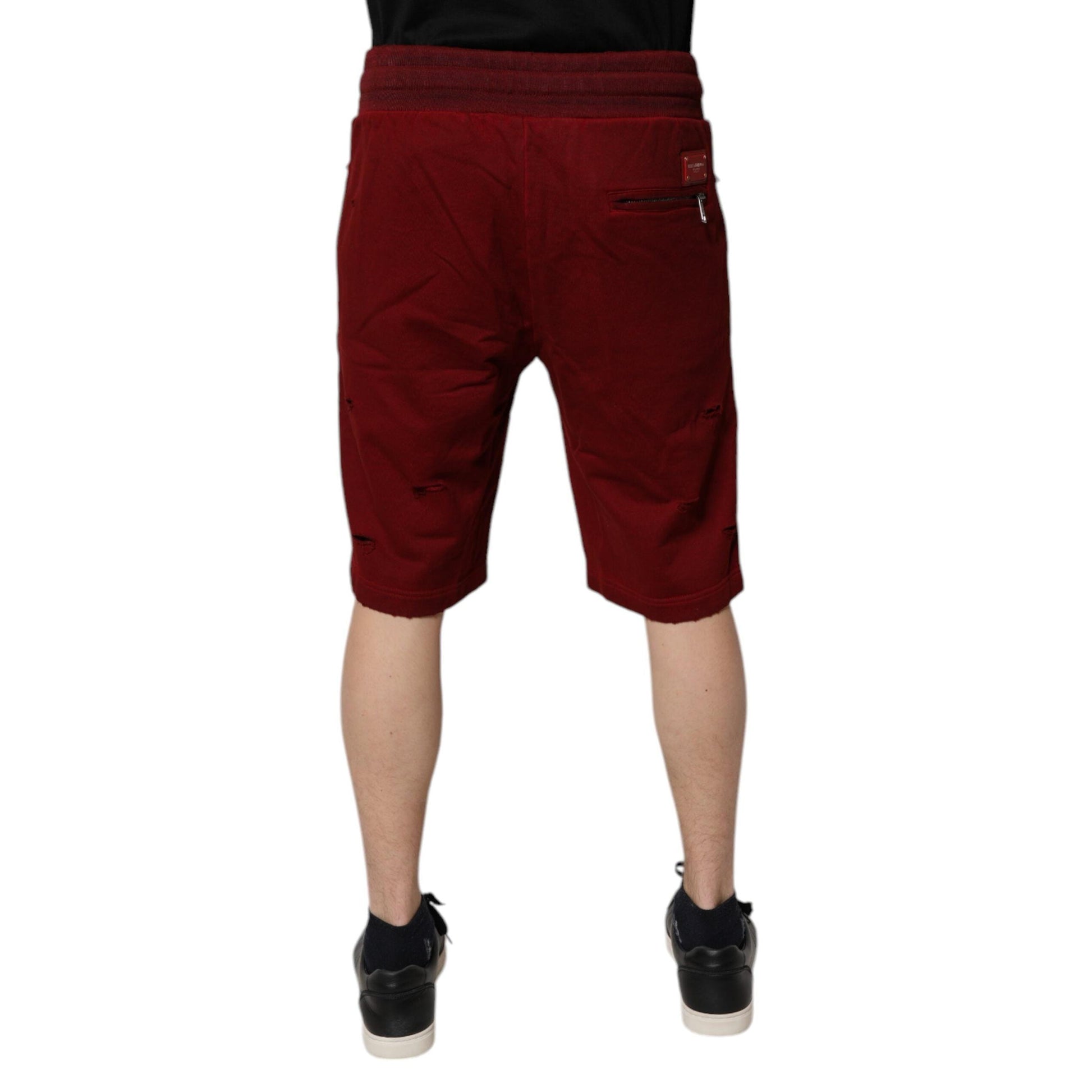 Dolce & Gabbana Maroon Rip Style Bermuda Sweatshorts Shorts