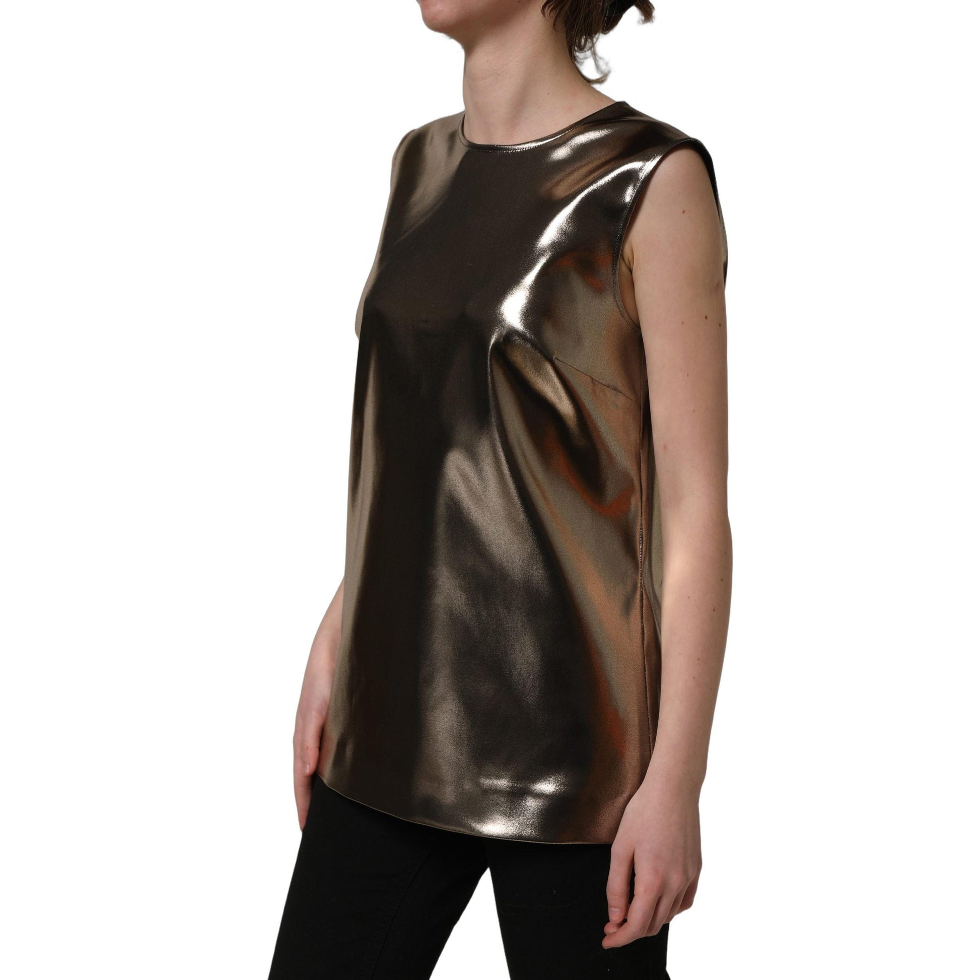 Dolce & Gabbana Metallic Bronze Roundneck SleevelessTank Top