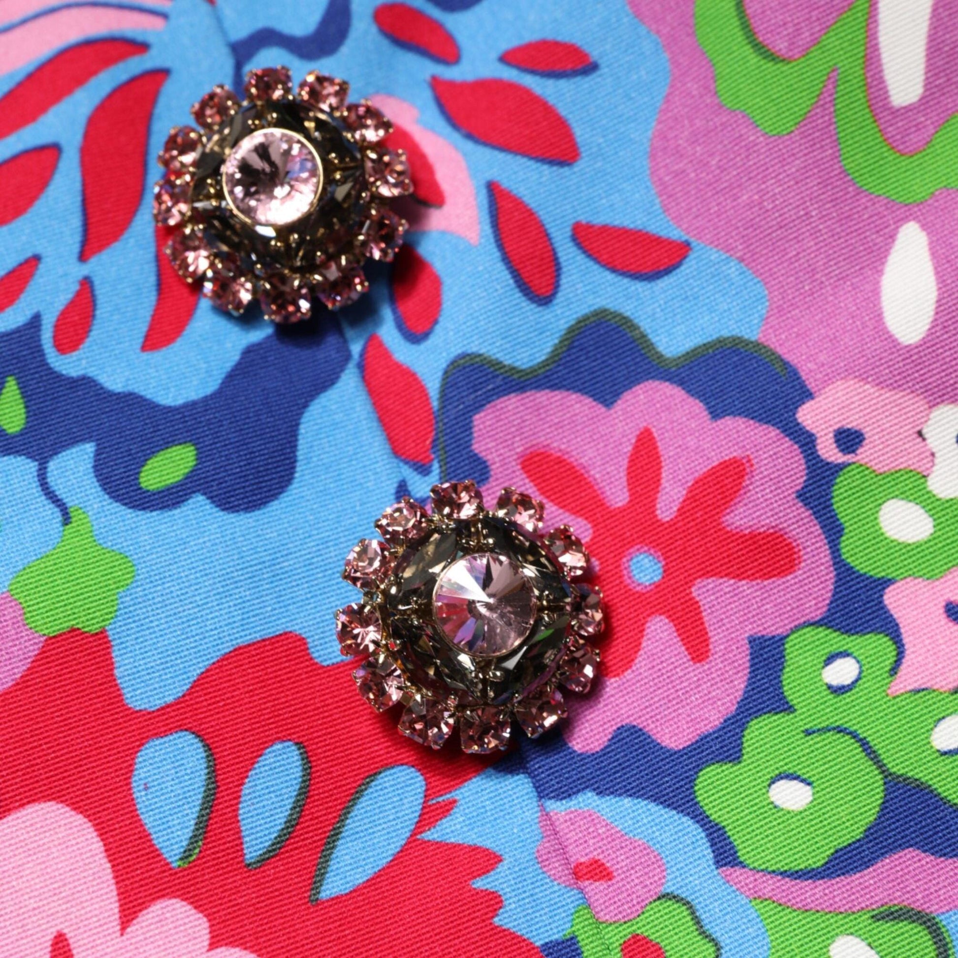Dolce & Gabbana Multicolor Floral Buttoned High Waist Mini Shorts
