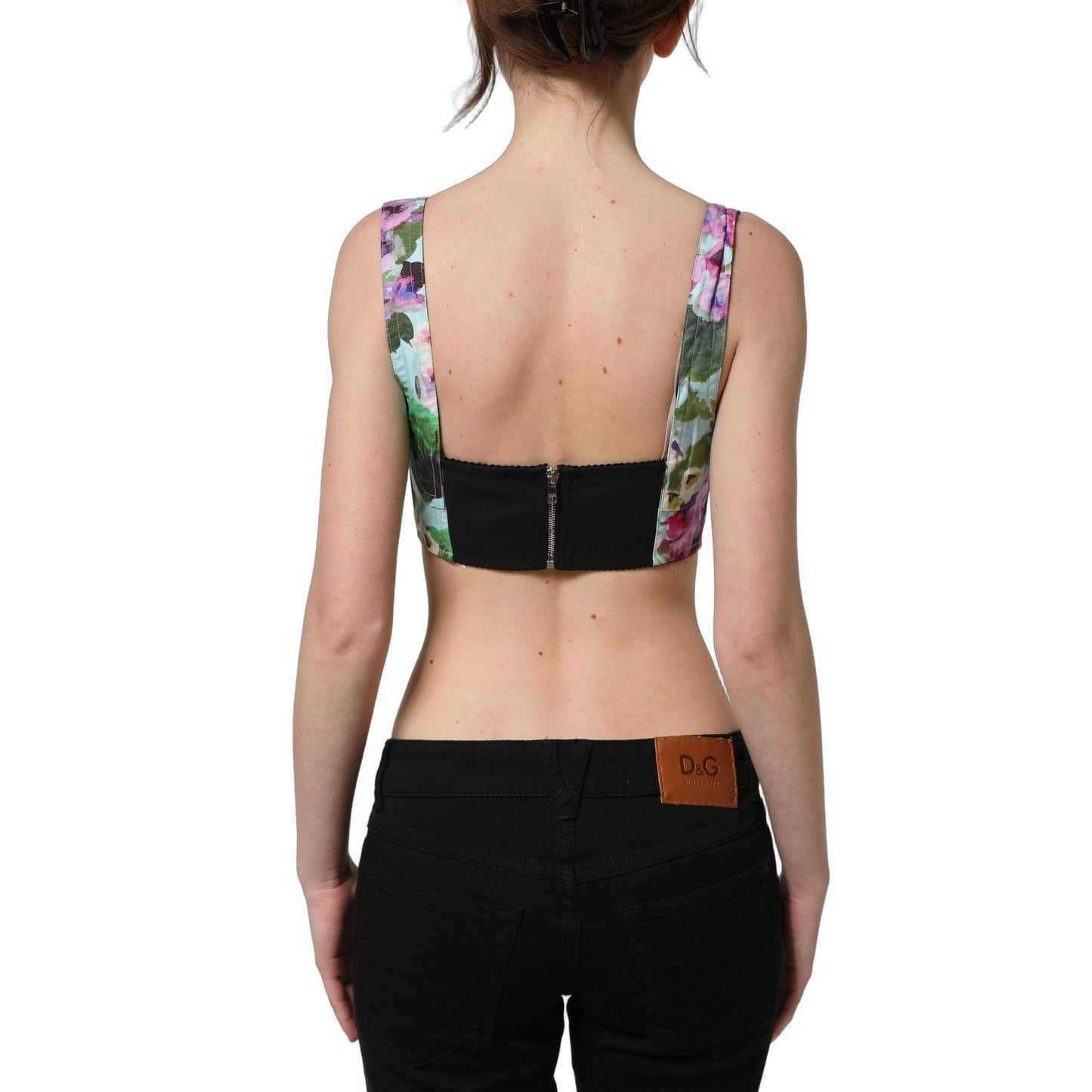 Dolce & Gabbana Multicolor Floral Cropped Bustier Tank Top