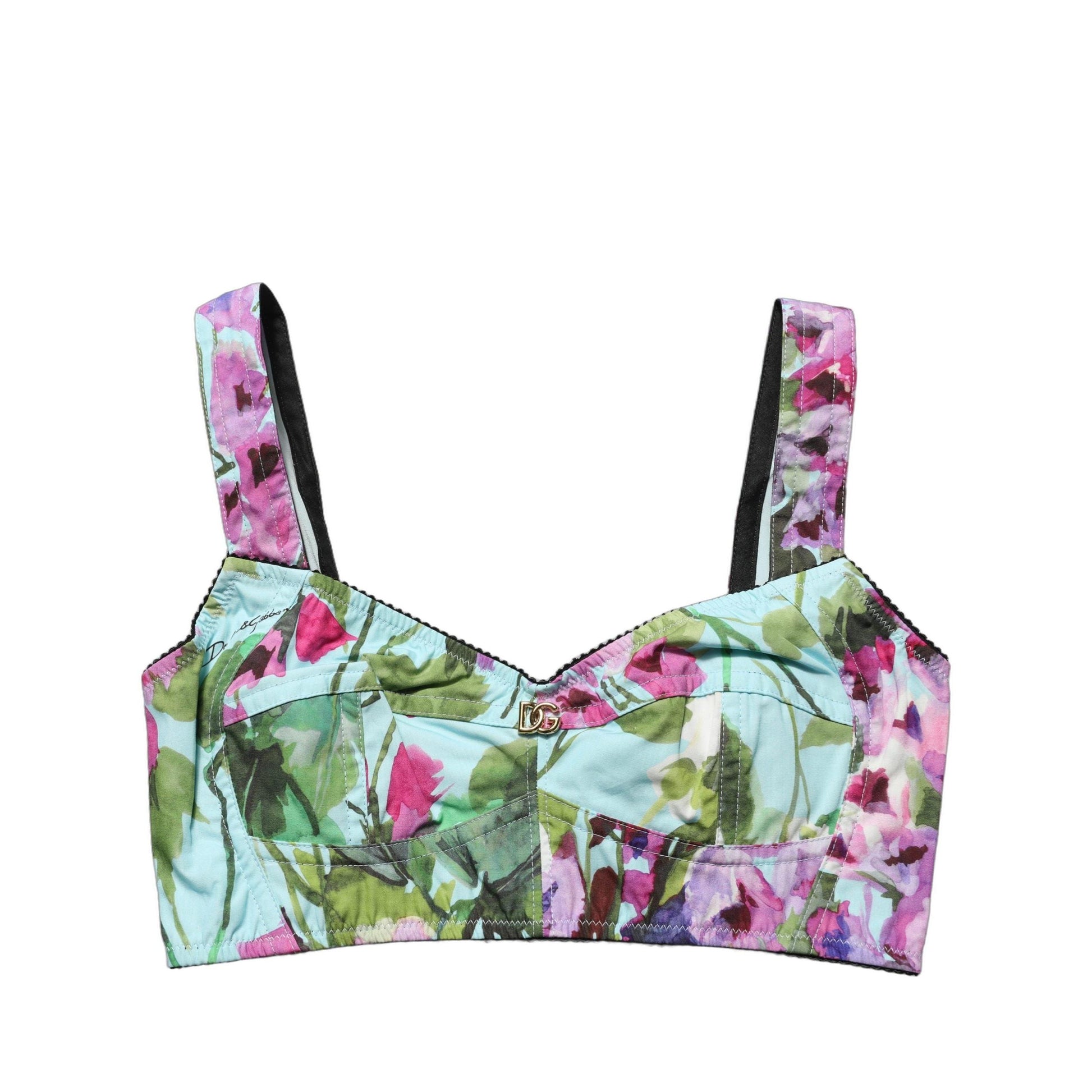 Dolce & Gabbana Multicolor Floral Cropped Bustier Tank Top