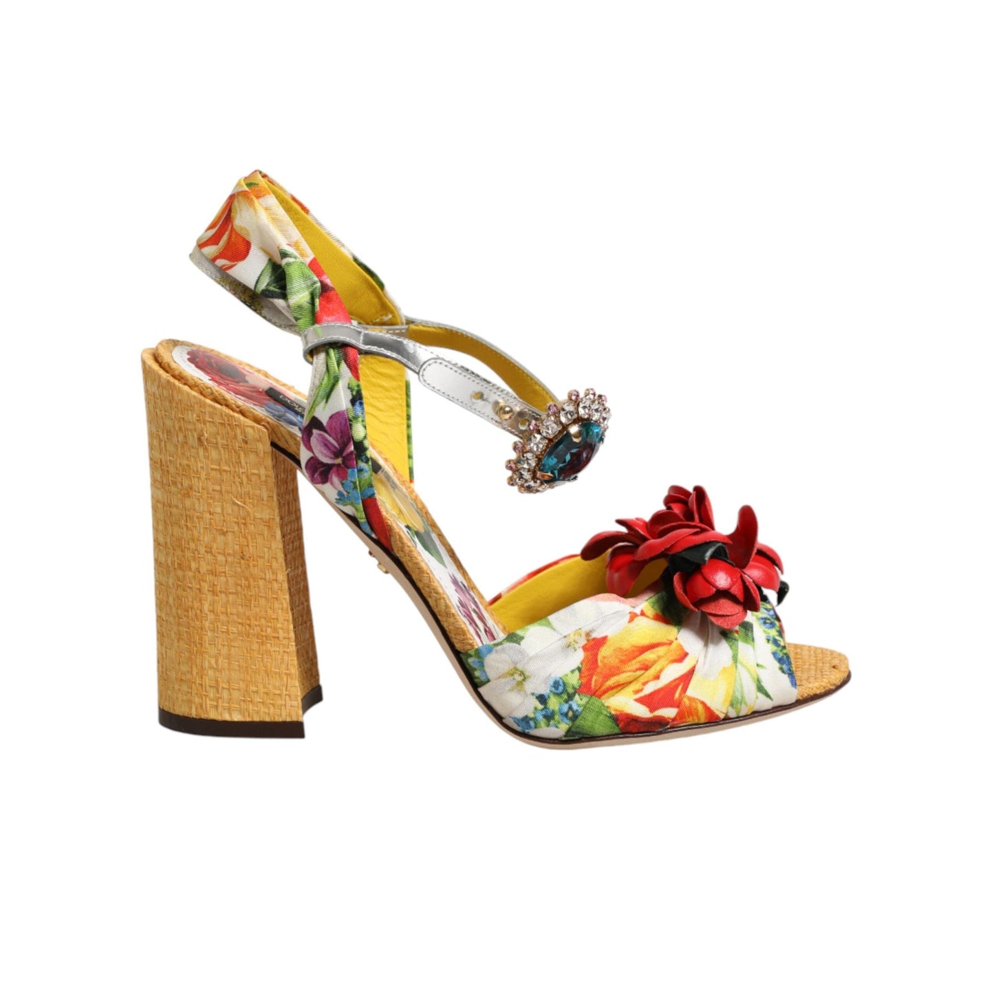 Dolce & Gabbana Multicolor Floral Crystal Embellished Sandals Shoes