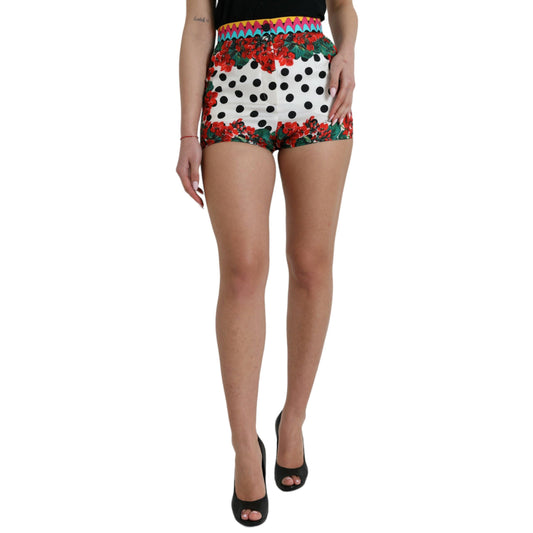 Dolce & Gabbana Multicolor Floral Polka Dot Hot Pants Shorts