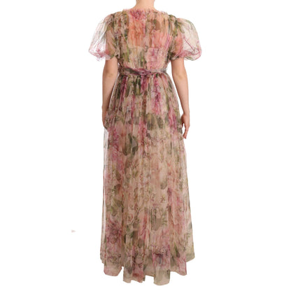 Dolce & Gabbana Multicolor Floral Print Long Maxi Gown Dress