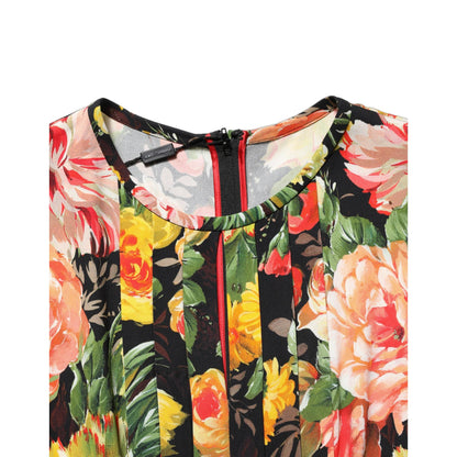 Dolce & Gabbana Multicolor Floral Print LongSleeve Midi Dress