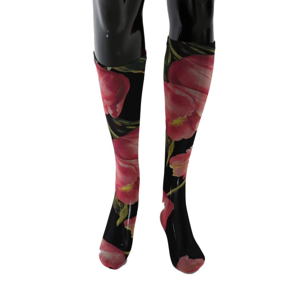 Dolce & Gabbana Multicolor Floral Tulip Nylon Socks