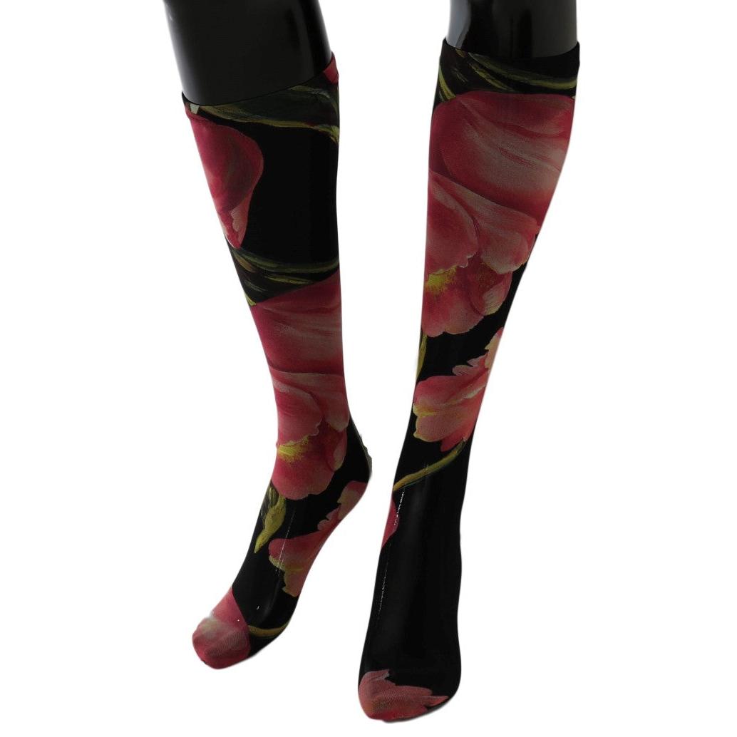Dolce & Gabbana Multicolor Floral Tulip Nylon Socks