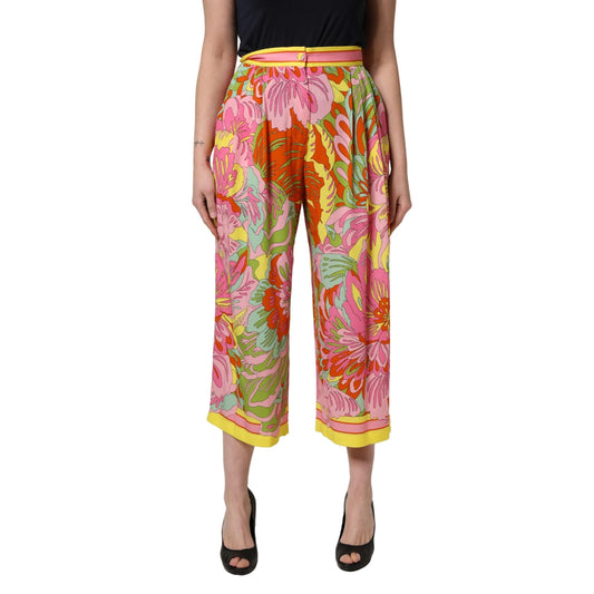 Dolce & Gabbana Multicolor FloralPrint Cropped Trouser Pants