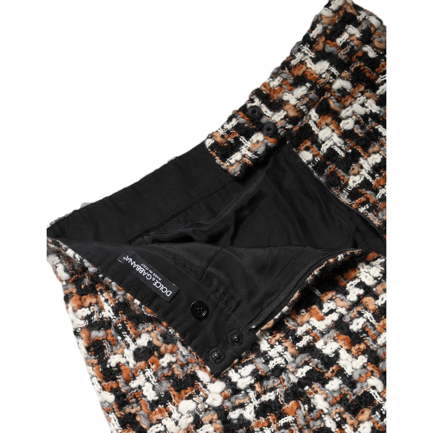 Dolce & Gabbana Multicolor High Waist Tartan Tweed Mini Skirt