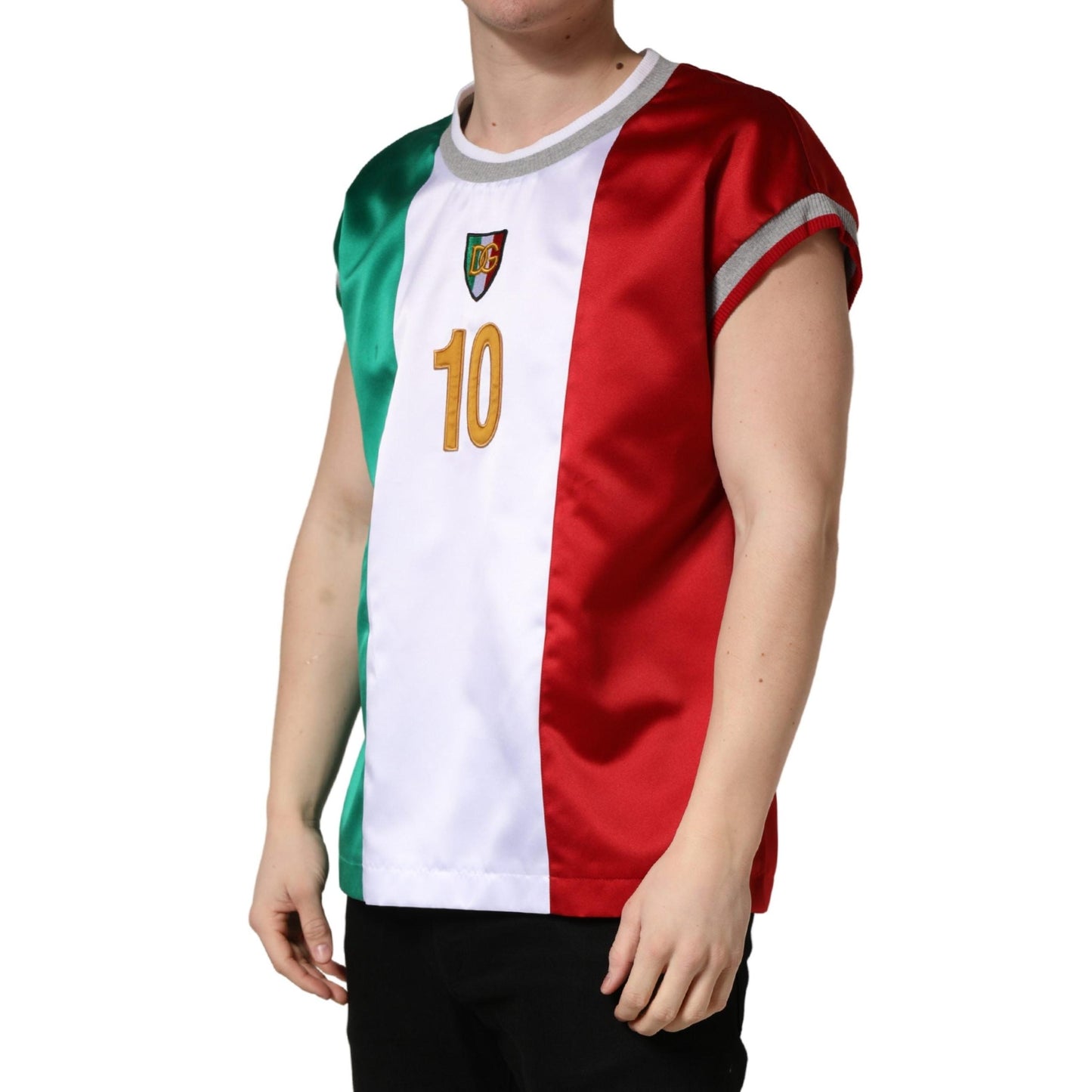 Dolce & Gabbana Multicolor Italia DG Logo Satin Tank T-shirt