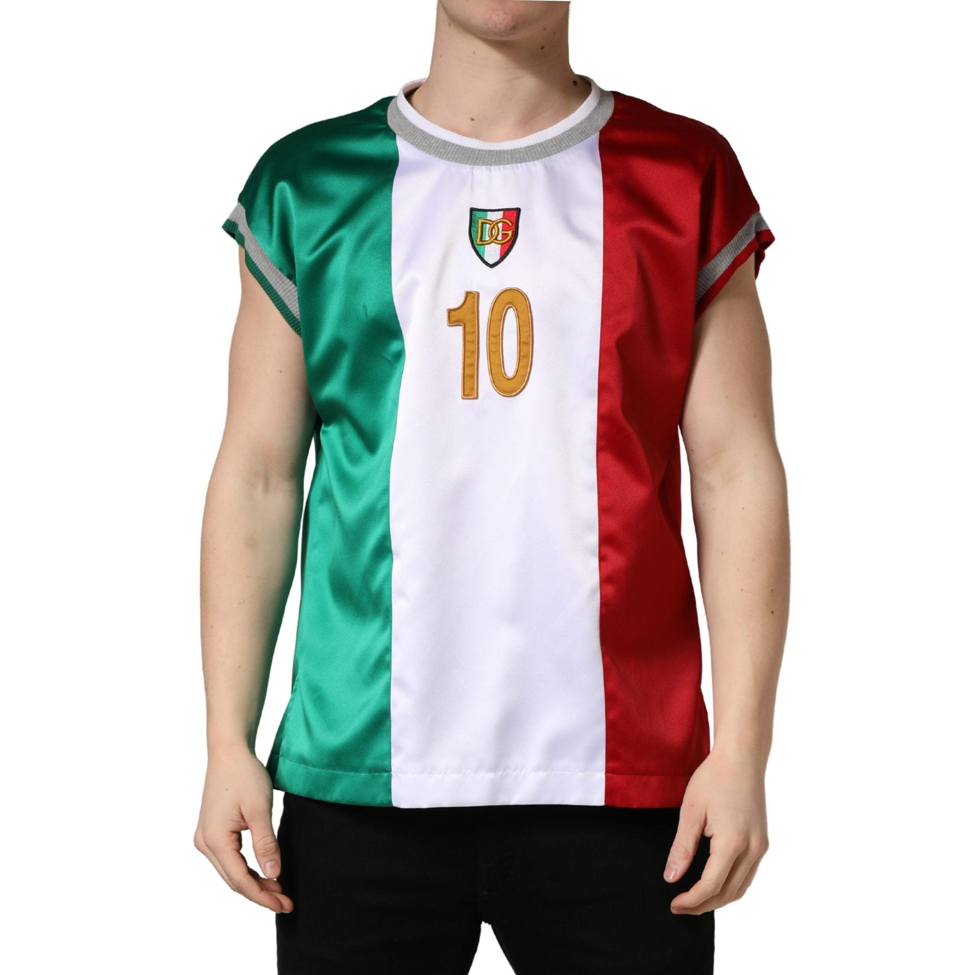 Dolce & Gabbana Multicolor Italia DG Logo Satin Tank T-shirt
