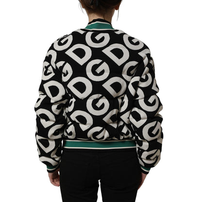 Dolce & Gabbana Multicolor Logo Full Zip Bomber Jacket