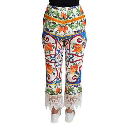 Dolce & Gabbana Multicolor Majolica Print Trouser Cotton Pants