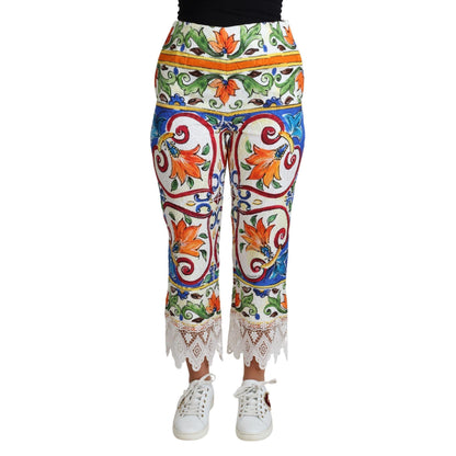 Dolce & Gabbana Multicolor Majolica Print Trouser Cotton Pants
