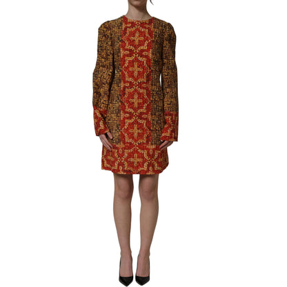 Dolce & Gabbana Multicolor Mosaic Long Sleeves Mini Dress