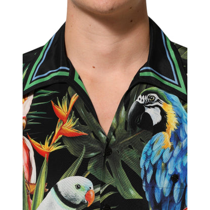Dolce & Gabbana Multicolor Parrot Print Lounge Casual Shirt