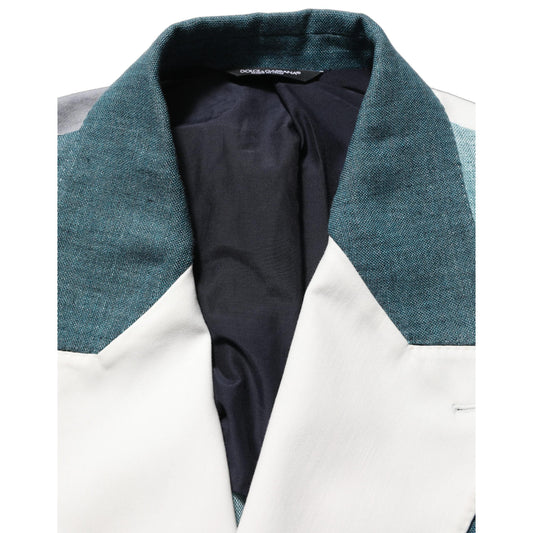 Dolce & Gabbana Multicolor Patchwork Linen Double Breasted Jacket