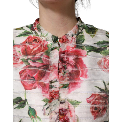 Dolce & Gabbana Multicolor Peony Print Polyester Coat Jacket