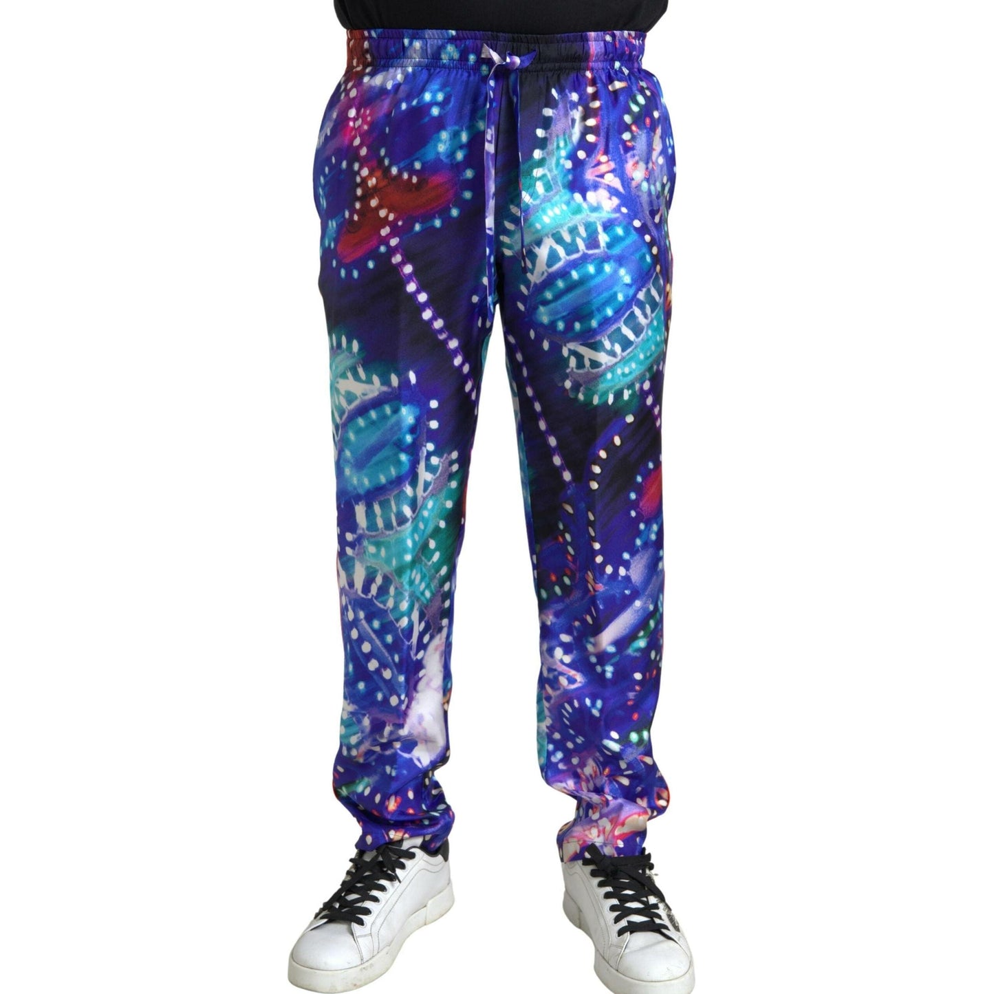 Dolce & Gabbana Multicolor Printed Silk Men Trouser Pants