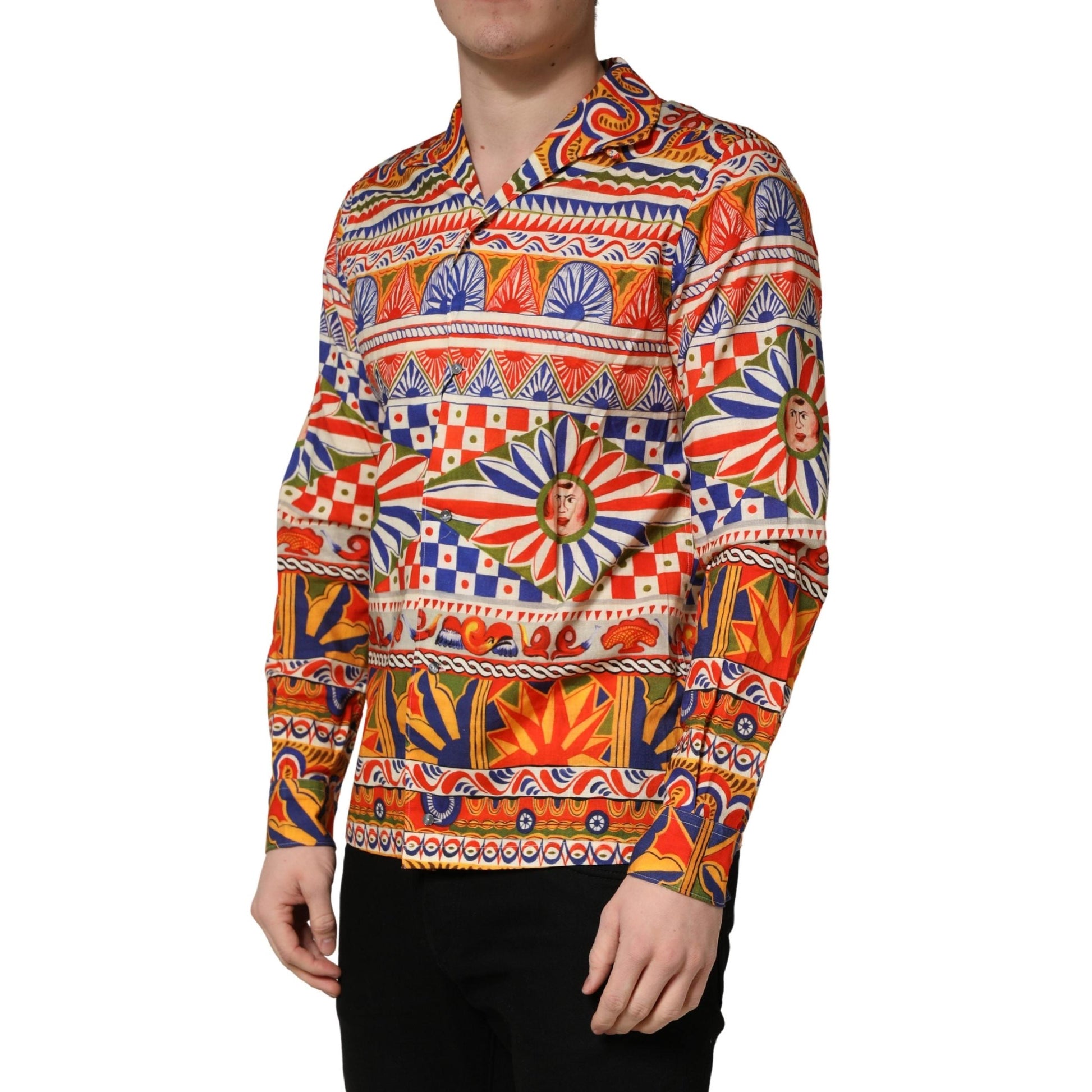 Dolce & Gabbana Multicolor Sicilian Carretto Twill Cotton Men Shirt
