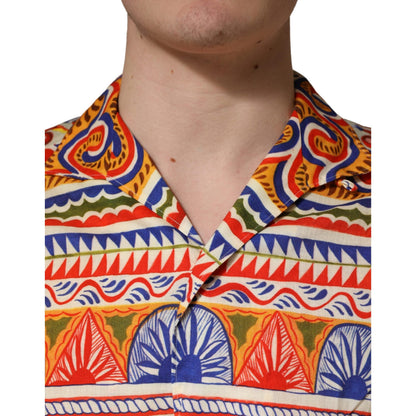Dolce & Gabbana Multicolor Sicilian Carretto Twill Cotton Men Shirt