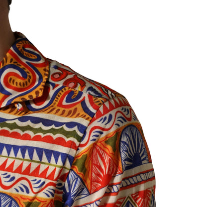 Dolce & Gabbana Multicolor Sicilian Carretto Twill Cotton Men Shirt