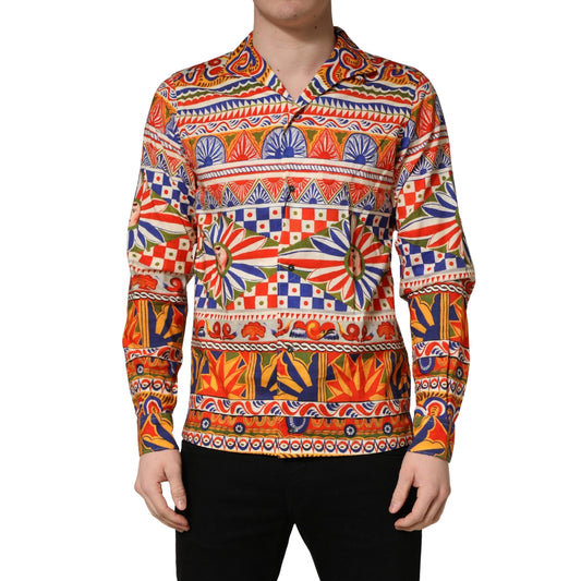 Dolce & Gabbana Multicolor Sicilian Carretto Twill Cotton Men Shirt