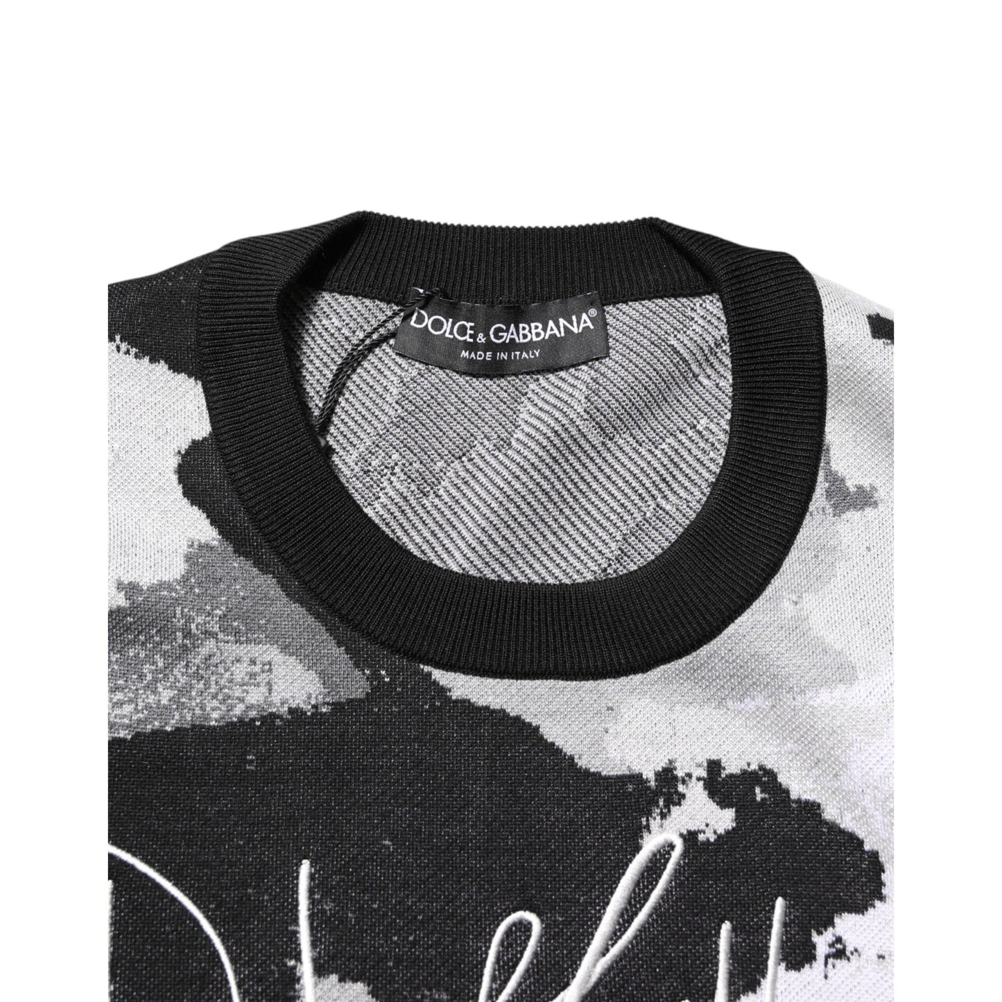 Dolce & Gabbana Multicolor Silk Camouflage Pullover Sweater